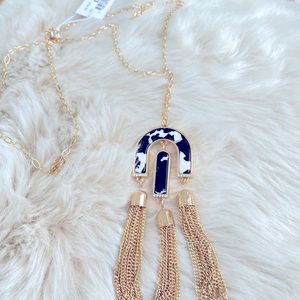 BNWT gold fashion necklace zebra jasper